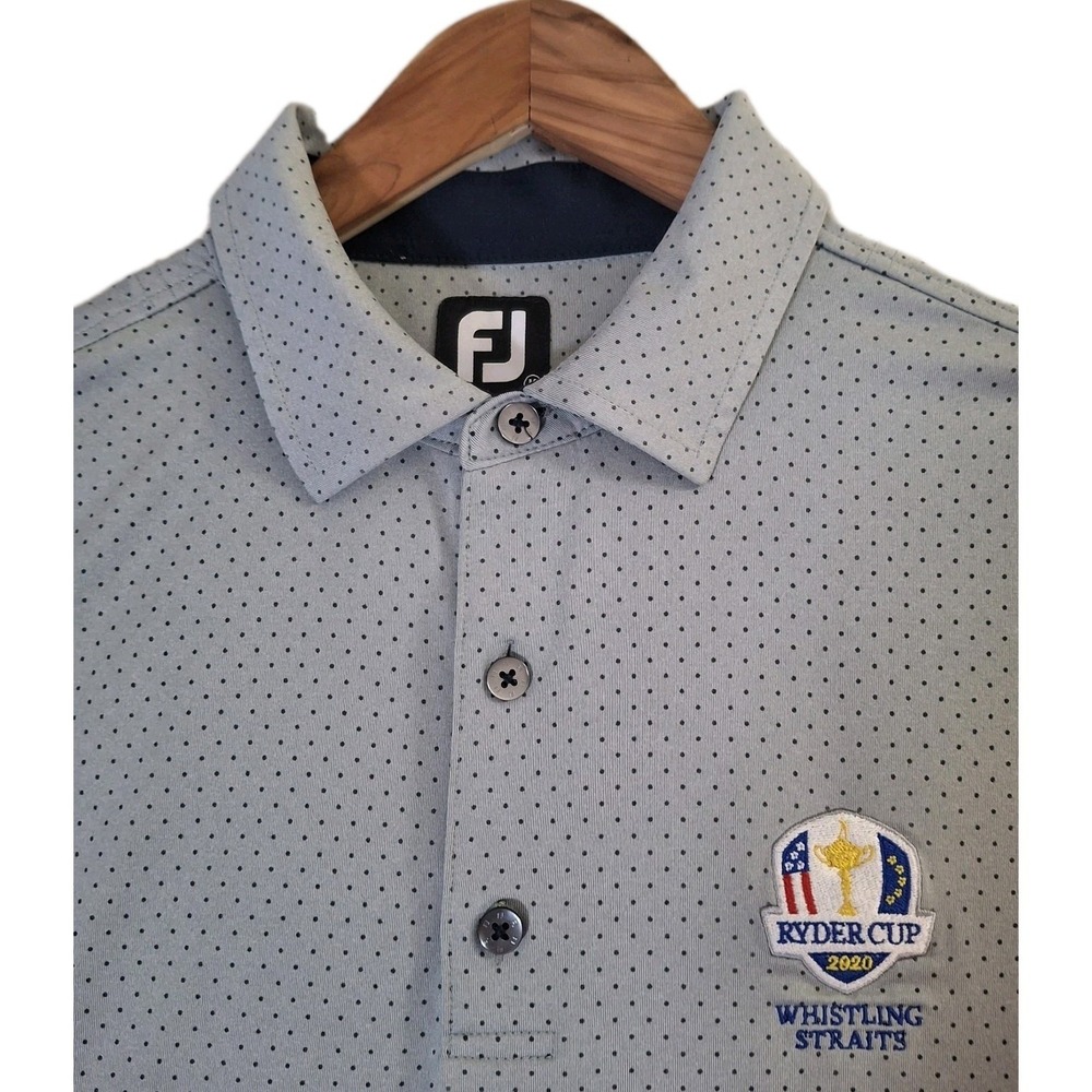 FootJoy Polo Shirt Men's Medium Gray Spotted Ryder Cup Whistling Straits Stretch